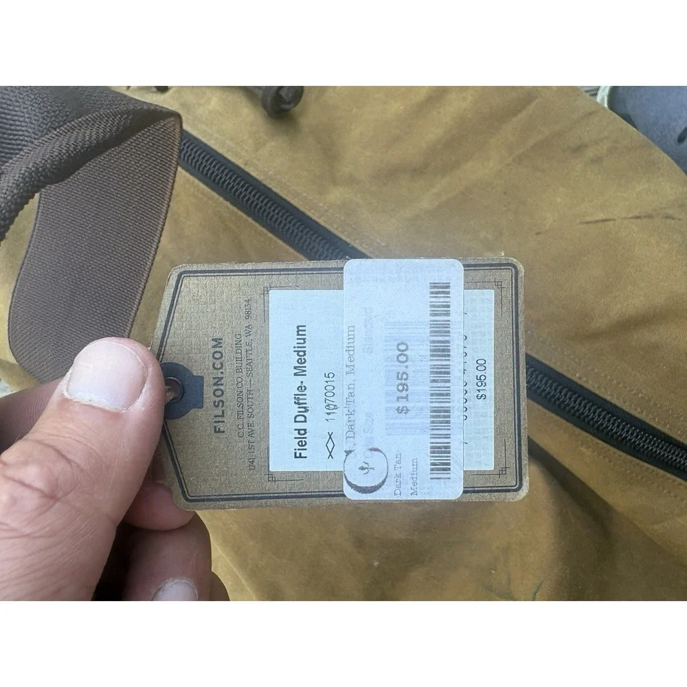 Filson Medium Sized Field Duffle Bag Dark Tan Brand New With Stains